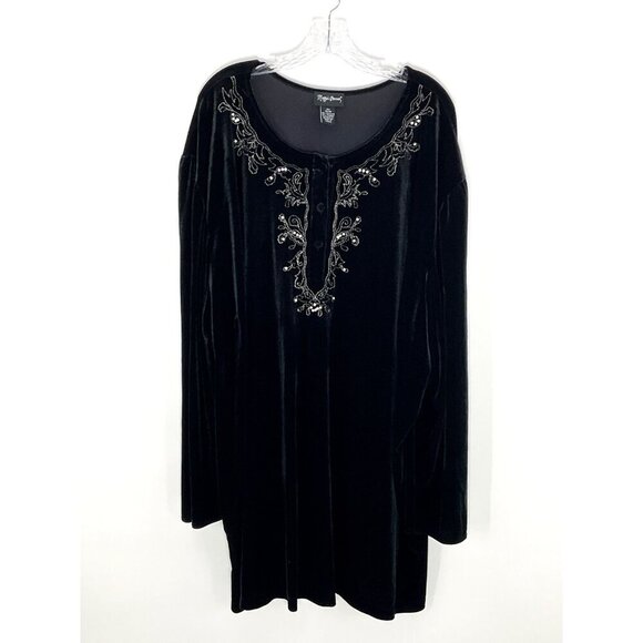 Maggie Barnes Tops - Maggie Barnes Top Women‎ 5x Black Velvet Sequins Metallic Embroidery Elegant